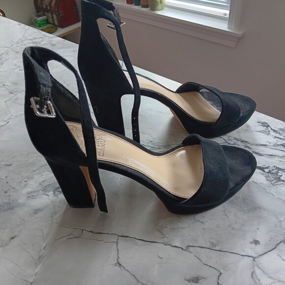 Vince Camuto Platform Black High Heel Stap Velvet - Picture 2 of 3